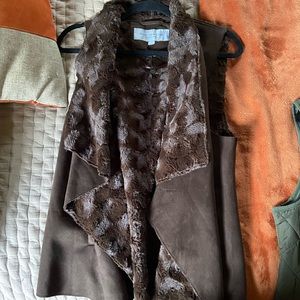 Brown faux fur vest